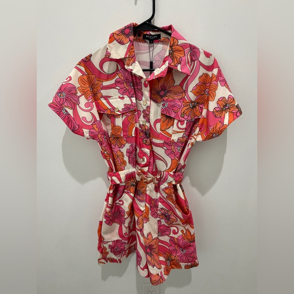 Beulah Pink and Orange Floral Shirt
